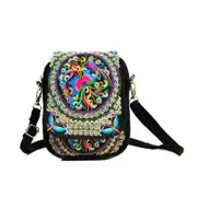 Nevenka Flowers Embroidery Canvas Crossbody Bag Women Shoulder Bag Cellphone Pouch Purse-JinQianHua