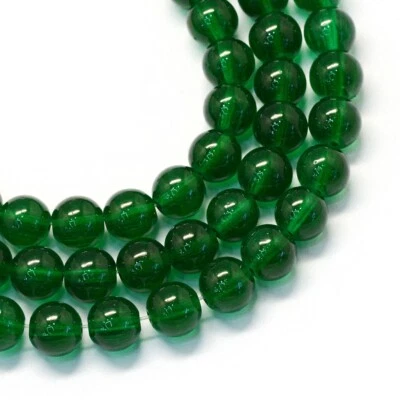 1 Strand Green Baking Painted Transparent Glass Round Bead Strand Crafts 8.5~9mm
