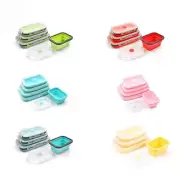 Silicone Collapsible Lunch Box Food Storage Container Microwavable Portable