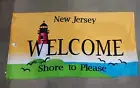 New Jersey License Plate Bath Towel / Beach Towel "Welcome Shore To Please" NWT