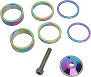1 Set Handlebar Riser Bicycle Stem Spacer Set with Stem Cap Headset Nut 2mm and 5mm and 10mm Spacer Bike Headset Spacer Set for 28.6mm Stem Multicolor