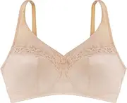 [DORINA] Women's Minimising Lace Bra Without Underwire, Unlined Minimiser with Extra Wide Straps, Teagan, Beige Black, Teagan