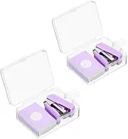 uxcell 2 Pcs Mini Stapler with 800 Standard Staples, Morandi Desktop Staplers Set Cute Desk Office Stapler 20 Sheet Capacity for for Classroom Office Supplies, Purple