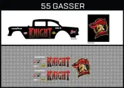 Hot Wheels (1/64), 55 Gasser "Knight" Waterslide, Printed White First, Decals