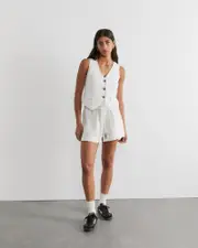 [Jag] Jag Women's Sabine Linen Vest In White Size 2Xs 2XS White