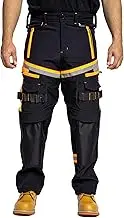 Hi Vis Mens Work Trousers Softshell Men High Visibility Viz Reflective Water Resistant Cargo Rain Proof Repellent Windproof Safety Site Work Wear Builder Pants Soft Shell Workwear Warm