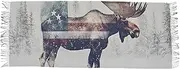 [AIXIWAWA] Women's Pashminas Scarf American Moose Snow Print, Shawls Wrap Lightwight with Tassel for Evening Dress Dinner Party, Multicolor