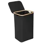 Laundry Basket with Lid, Black Laundry Basket with Removable Laundry Bag -2492