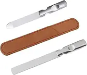 LIFKOME 2Sets Stainless Steel Nail Files with Leather Pouch Double Sided Manicure Tools for Home and Salon Use Durable and Safe Files for Nail Art Learners