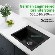 Black Granite Quartz Stone Single Bowl Laundry Predrill Hole Kitchen Bar Sink