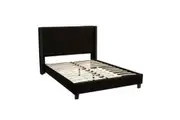 Foret Bed Frame Double Base Bedroom Furniture Wooden Fabric Tufted Studs Black