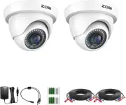ZOSI 2Pack 2.0MP HD 1080P Security Cameras Kit, 80ft Wired-2Cam, Wired-2Cam