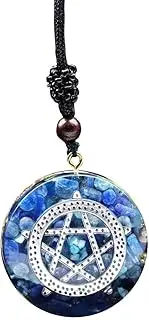 BOLFFU Orgon Lapis Lazuli Metatron Cube Merkaba Pendant Necklace, Healing Crystals, Protection Amulet, Talisman, Yoga Necklace (Adjustable Chain, Blue), One size, Lapis Lazuli, Agate