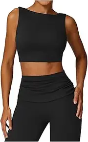 [AYTDNEHGK] Running Sports Bra Women High Support Impact Open Back Yoga Breathable Slim Fit Fitness Tank Top with Removable Pads