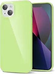 LoeoeL for iPhone 13 Mini Case Silicone, Cute Soft Rubber Bumper Glossy Grip, Thin Slim Protective Funda 13 Mini Phone Case Shockproof, Trendy Jelly Aesthetic Girly Design, Light Green