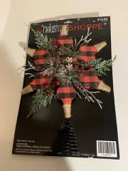 Gingham Christmas Tree Topper Star Red Nib