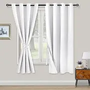 XWZO Blackout Curtains Window Drapes for Bedroom Living Room with Tieback and Gromment Thermal Insulated Energy Saving Room Darkening Noise Reduction, Set of 2 Pannels, W132cm x D183cm, Grey White