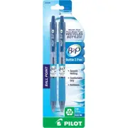 PILOT B2P RECYCLED RETRACTABLE BALL POINT PEN, 2 PACK, BLUE INK, FINE POINT