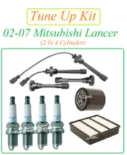 Tune Up For 02-07 Mitsubishi Lancer 2.0L4: Spark Plug WireSet Coil Boot Air Oil (for: Mitsubishi)