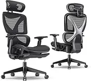 USOR Ergonomic Office Chair Desk Gaming Computer Chair High Back Breathable Mesh Chair Dynamic Lumbar Support 3D Armrest Double Backrest Adjustable Headrest Swivel Tilt Function Chair with Footrest