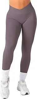 [TAYOEA] Sports Leggings Women's V Cross Stretch Push Up Yoga Leggings Scrunch Butt Fitness Leggings High Waist Seamless Workout Sports Leggings Booty Lifting Elastic Yoga Gym Trousers