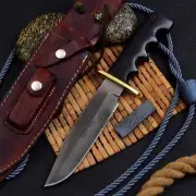 Custom Handmade D2 Steel Hunting Bowie Camping Survival Viking Fix Blade Bowie