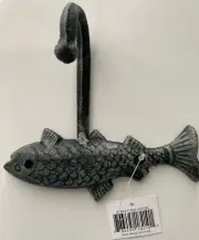 Verdigris fish HookWall Mount, Nautical Rustic Decorative (screws not included)