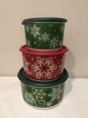 Tupperware One-Touch Holiday Canisters - Set of 3 - NEW