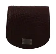 Dolce&Gabbana Men Brown Coin Case 100% Leather Crocodile Skin Mini Wallet Pocket