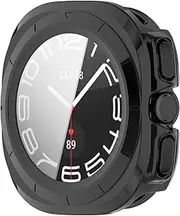 Compatible with Samsung Galaxy Watch 7 Ultra Case, 47MM Smartwatch Cases Film Screen Protector Accessories, Bumper Protective Film for Galaxy Watch 7 Ultra 47MM (Black)