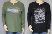 BUFFALO JEANS MEN'S LONG SLEEVE TEE T-SHIRT DAVID BITTON OLIVE or BLACK S,M, L