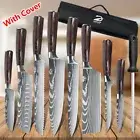 8pcs Japanese Kitchen Knives Damascus Chef Knife Set Steel Chef Cleaver Knife