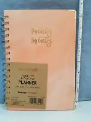 Planner 2020 Weekly Monthly Hardcover 8.5" x 6" Peach Design Includes Stickers