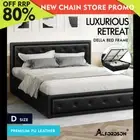 ALFORDSON Bed Frame Double Size Gas Lift Storage Mattress Base Leather Black