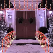 Solar Christmas Candy Cane Lights with Snowflakes, Outdoor Holiday Decor-10 Pack