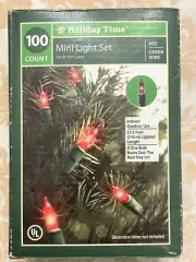 New Red Mini Christmas Lights 100 Mini Lights On Green Wire 23.5 Feet Long