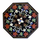 2' black coffee center marble table top inlay malachite home decor c5