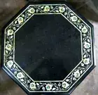 2' black Marble Table Top dining coffee side inlay Pietra Dura antique Decor s72