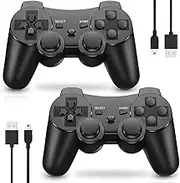 MUZELI Controller für PS3, 2 Pack Kabelloser Controller für Playstation 3 mit Double Shock Ergonomie, wiederaufladbarer Gamepad-Joystick mit Ladekabel(2 Schwarzc)
