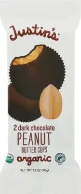 Justins Organic Peanut Butter Cups Dark Chocolate 1.4 Oz Pack Of 4