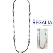 Handmade Rondelle Green Ruby Long Necklace with Four Baroque Pearls Focal Points