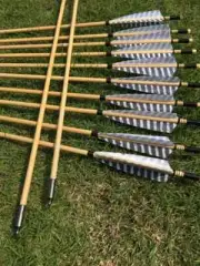 6/12/24pcs Wooden Arrows 32 Inch with Feather for 25-70lbs Bows for Longbow