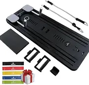 LEXORA Pilates Reformer Board - 6 in 1 Foldable Reformer Pilates Machine, Home Pilates Kit with Accessories, Multifunctional Pilates Equipment & Essential Kit Black, 5 Pcs Resistance Bands Set