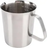 Milk Frothing Pitcher, 304 Stainless Steel Measuring Cup with Markings Spout, Stainless Steel Steaming Jug with Clear Scale, Coffee Milk Frother Cup Cappuccino Latte Art (500ml)