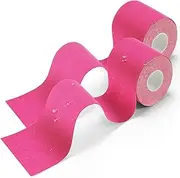 Kinesiology Tape 2 Rolls, Sports Tape (5m×5cm), Physio Tape for Shoulder, Back, Elbow, Wrist, Shin, Ankle, K Tape Breathable Waterproof Skin Friendly, Support Muscle Tape, KT Tape Pink