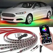 Kairiyard 4Pcs Underglow LED Lights for Cars with App Control, 16 Million Dream Colors Chasing Music Mode Car Underglow kit RGB Waterproof Under Glow kit for Car Truck