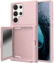 Protective Back Case Cover Case Compatible with Samsung Galaxy S23 Ultra Case Wallet Credit Card Holder ID Slot Sliding Door Hidden Pocket Anti-Scratch Dual Layer Hybrid Bumper Protective Hard Shell B
