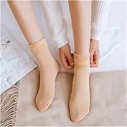 [NSADE] Men Women Socks Winter Warm Snow Socks Thickened Socks Add Solid Ankle Bare Leg Happy Fun Harajuku Sox (Color : Skin Random of Inner)