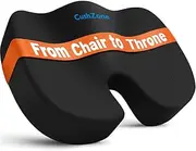 Ergonomic Memory Foam Seat Cushion with Non-Slip Base - Office Chair, Car, Airplane, Wheelchair & Bleacher Support - Pressure Relief for Back, Tailbone & Sciatica (Black)