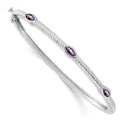 14k White Gold Marquise Amethyst Bangle